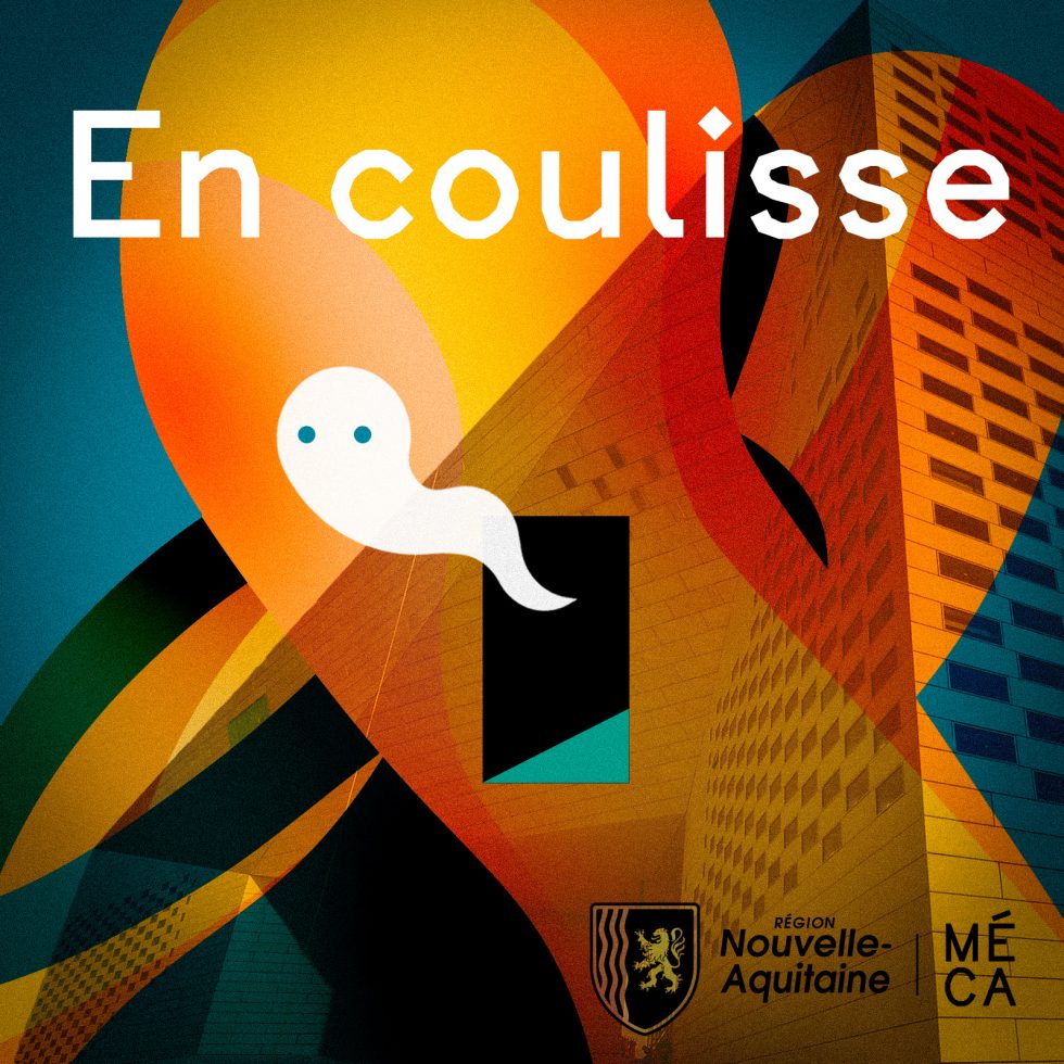 Visuel En Coulisse, podcast pour la Meca. Client Unendliche Studio